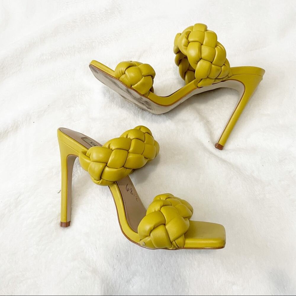 Steve Madden Kenley Citron yellow heeled sandal braided leather size 7 - Picture 6 of 8